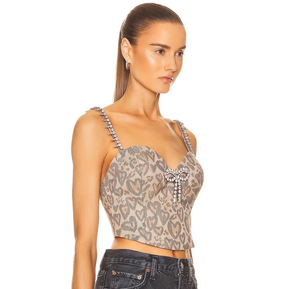 AREA heart leopard top